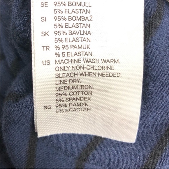 Vintage Navy Thin Stripe Striped 3/4 Sleeve Pima Cotton Tee Indie Sleaze S - Picture 3 of 4